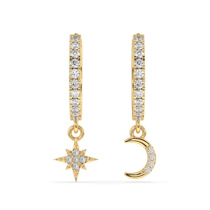 Moon star charm hoop-14k Gold Plated