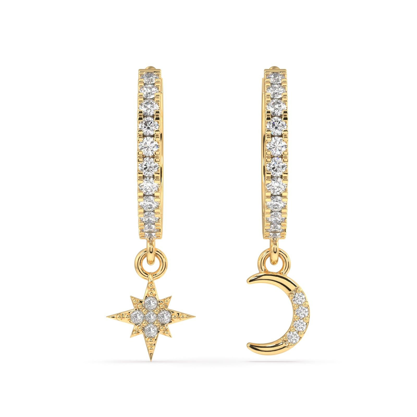 Moon star charm hoop-14k Gold Plated
