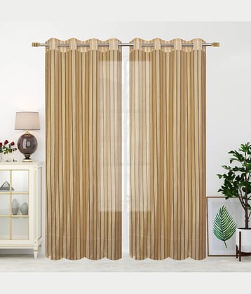 Homefab India SelfDesign Semi-Transparent Eyelet Window Curtain 5ft (Pack of 2) - Gold