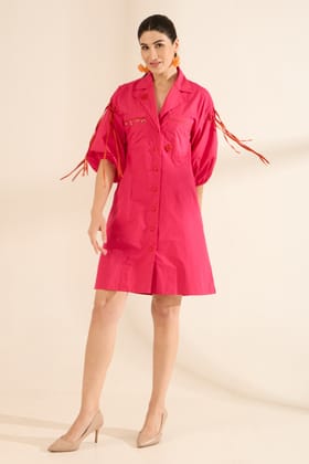 PINQ POPLIN DRESS-Pink / Poplin / XXS