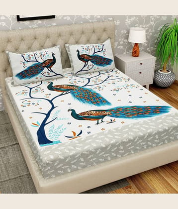 Cosito Cotton 1 Double Bedsheet with 2 Pillow Covers ( Multicolor )