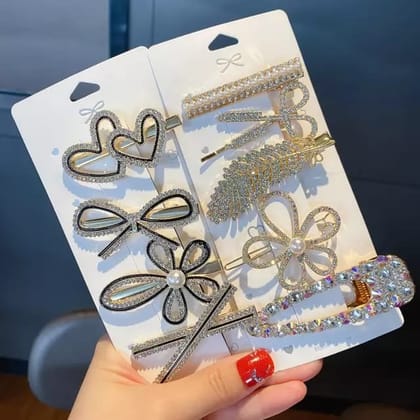Set Of 5 | Flaming Gold Crystal Hair Clip Set