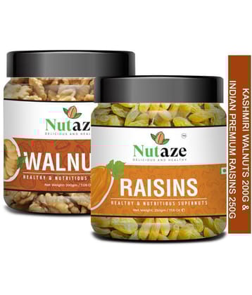 Nutaze Combo of Kashmiri Walnuts Kernels 200g & Premium Sundried Raisins 250g| 100% Natural
