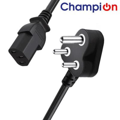 Champion Power Cord Cable for Desktop Computer 1.8 Mtr 3 Pin Cable (Black)