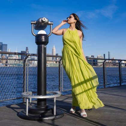 NYC Afterglow Pleated Long Dress-XS