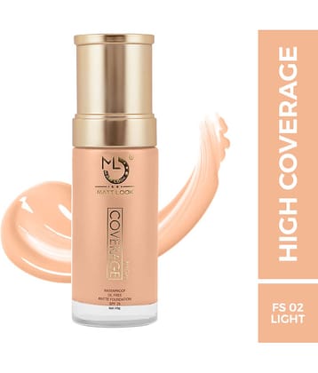 Mattlook High Coverage Waterproof Oil Free Matte Foundation SPF 25, Light (45gm)