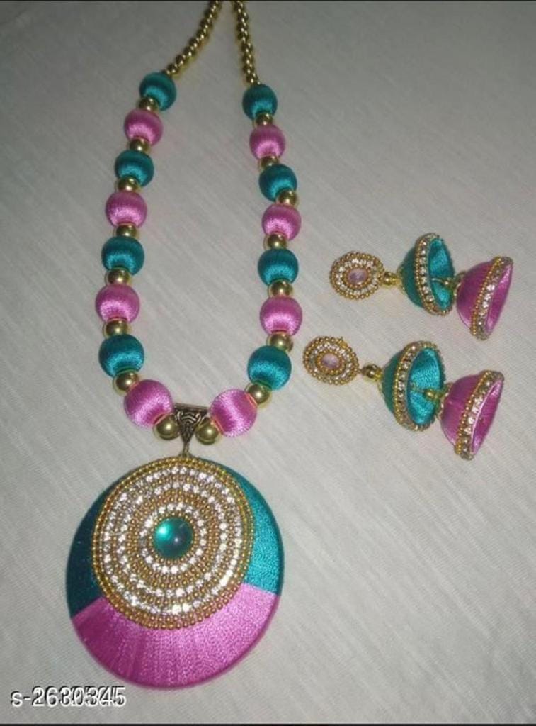 Elegant Dual-Tone Silk Thread Jewellery Set