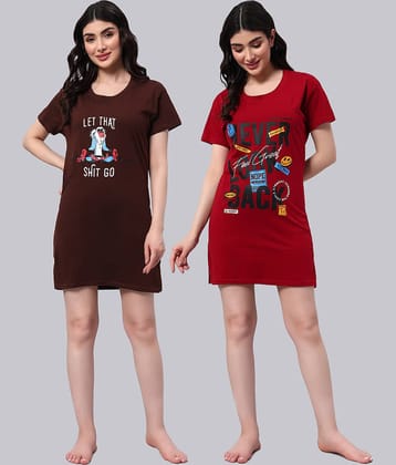 HEMLOCK Women Cotton Printed Regular Fit Round Neck T-Shirt ( Multicolor 2 )