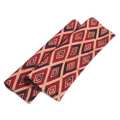 Ajrakh Table Mat in Brown, Maroon, Natural Colour - Set of 2 - 13x18-14inches x 18inches / Red Black & Brown / 100% Cotton