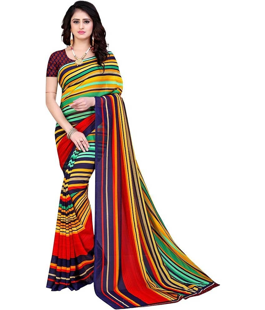 LEELAVATI Georgette Printed Saree With Unstitched Blouse Piece ( Multicolor )