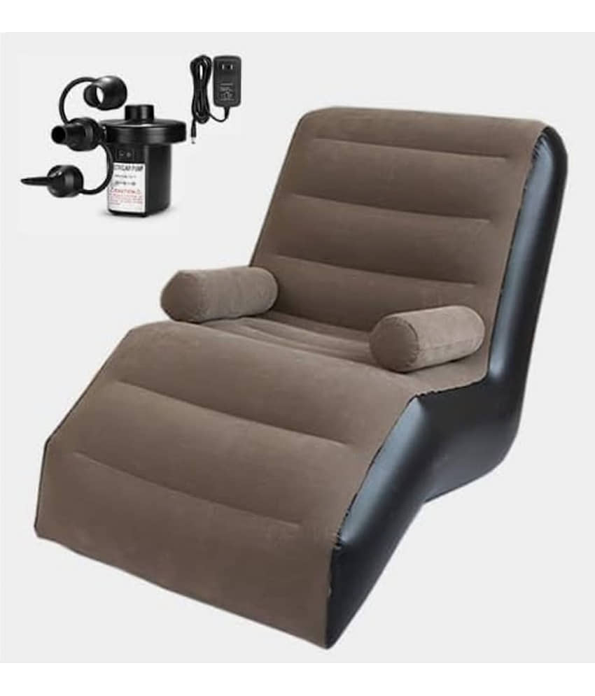 GMPex Inflatable Big Sofa with air pump (Mix color) 1 Seater Velvet Sofa Cover ( Pack of 1 )