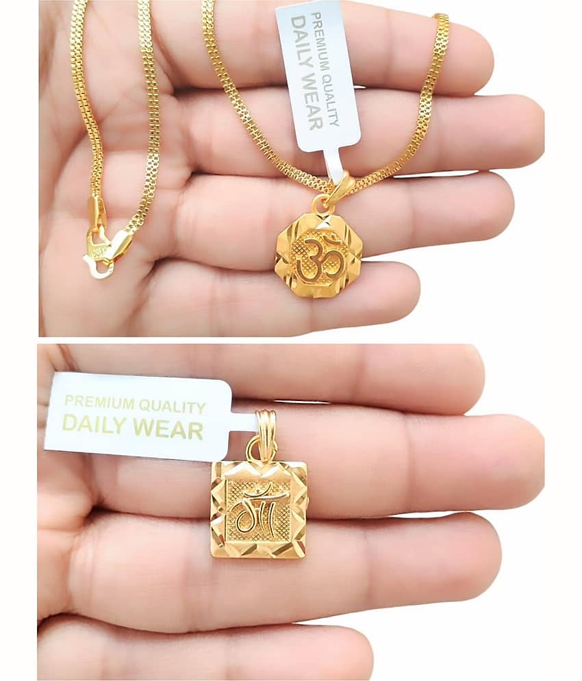 Charms Gold Religious Pendant With Chain ( Pack of 1 )