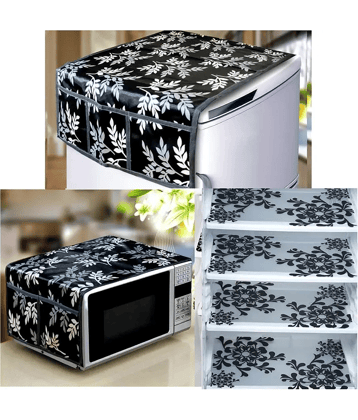 Crosmo Polyester Nature Fridge Mat & Cover ( 99 53 ) Pack of 6 - Black