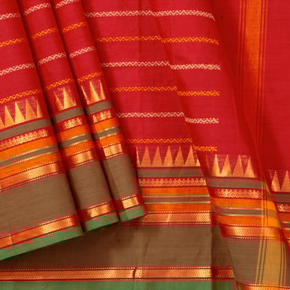 Red Kanchi Cotton Saree PV MM KC 261