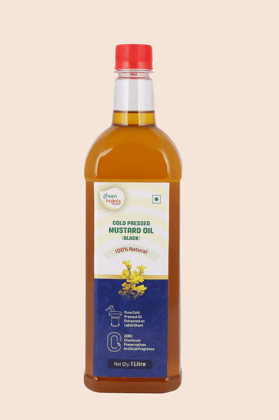 Green Habits Cold Pressed Black Mustard Oil (1 Litre) | 100% Natural & Traditional | Cooking & Pickling