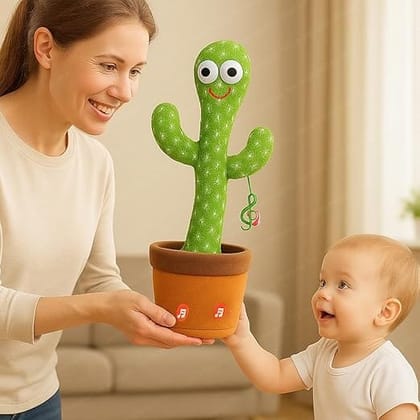 Kids Dancing & Talking Cactus Toy with Voice Mimicking, Music, Singing and Recording Function | Soft Plush Interactive Educational Toy for Children | Birthday Gift for Boys & Girls