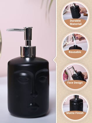 Black Matte Face Soap Dispenser - Cylindrical Shape