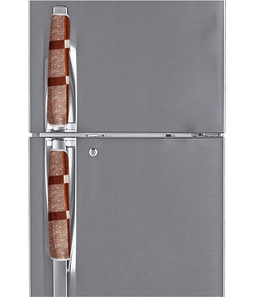 E-Retailer Set of 2 Polyester Brown Fridge Handle Cover