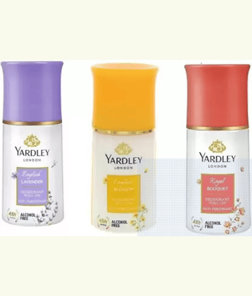 Yardley London English Lavender, Royal Bouquet and English Blossom Deodorant Roll-on Deodorant Roll-on - For Men & Women  (50 ml each, Pack of 3).