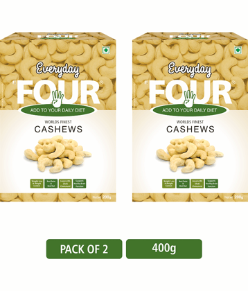 Everyday Four Goan Cashew Nuts 400g | Combo Pack 200*2 | Unsalted |