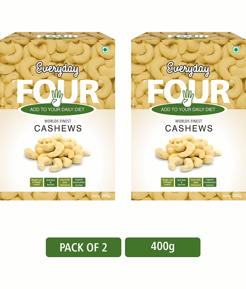 Everyday Four Goan Cashew Nuts 400g | Combo Pack 200*2 | Unsalted |