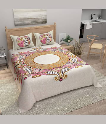 Bombay Spreads Cotton 1 Double King Bedsheet with 2 Pillow Covers ( Pink )
