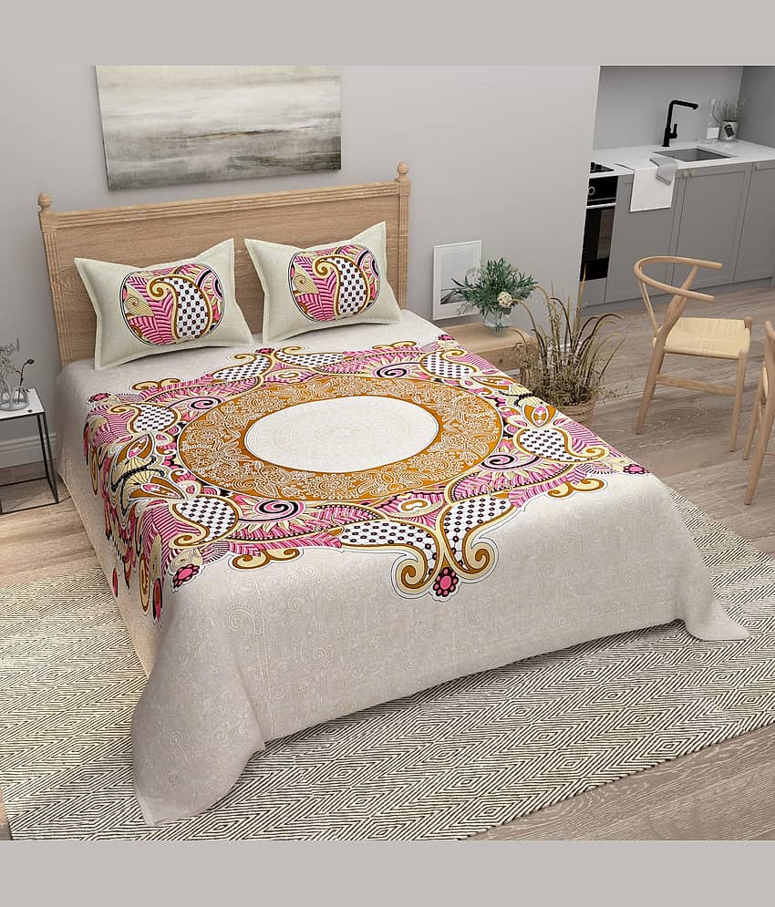 Bombay Spreads Cotton 1 Double King Bedsheet with 2 Pillow Covers ( Pink )