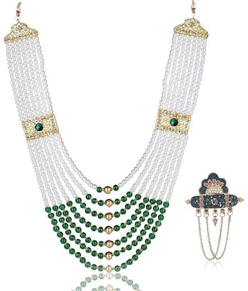 Dulha groom sherwani Necklace/Moti Mala for Men for wedding | Groom Mala and Brooch Set