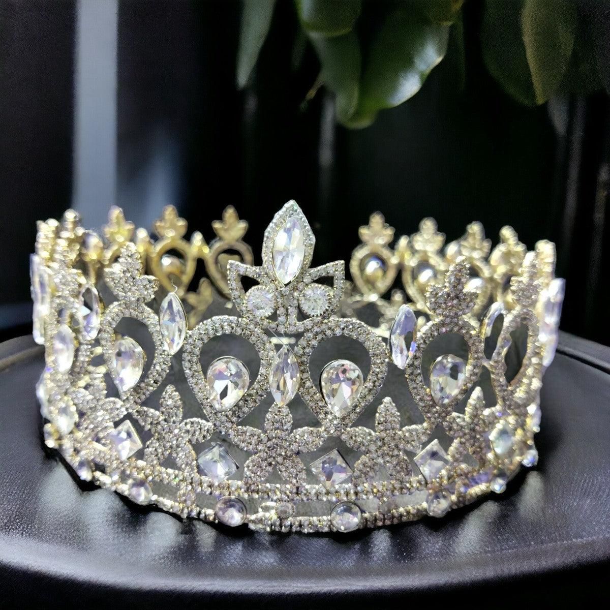 Silver Plated Embellish Rhinestone Tiara fashion show Crown