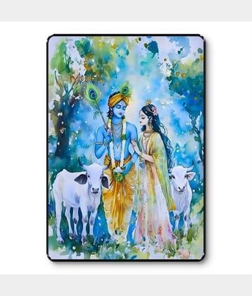 Radha Krishna Wall Art with Cows | Vrindavan Spiritual UV Print