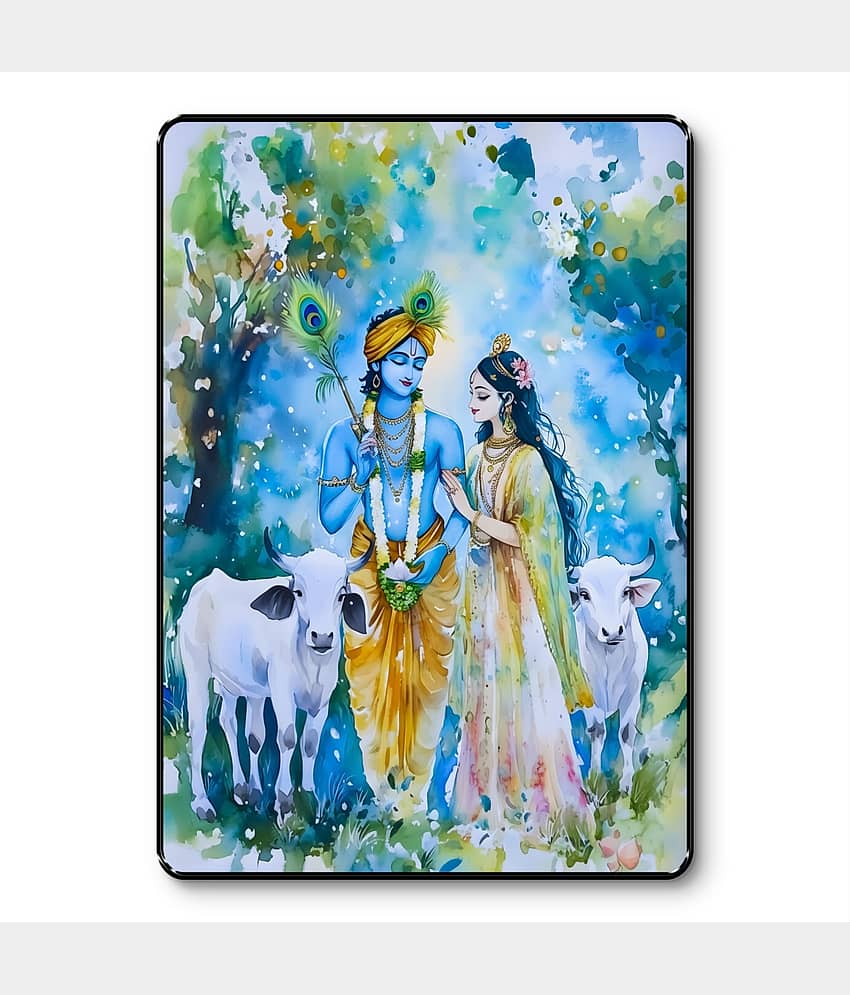 Radha Krishna Wall Art with Cows | Vrindavan Spiritual UV Print