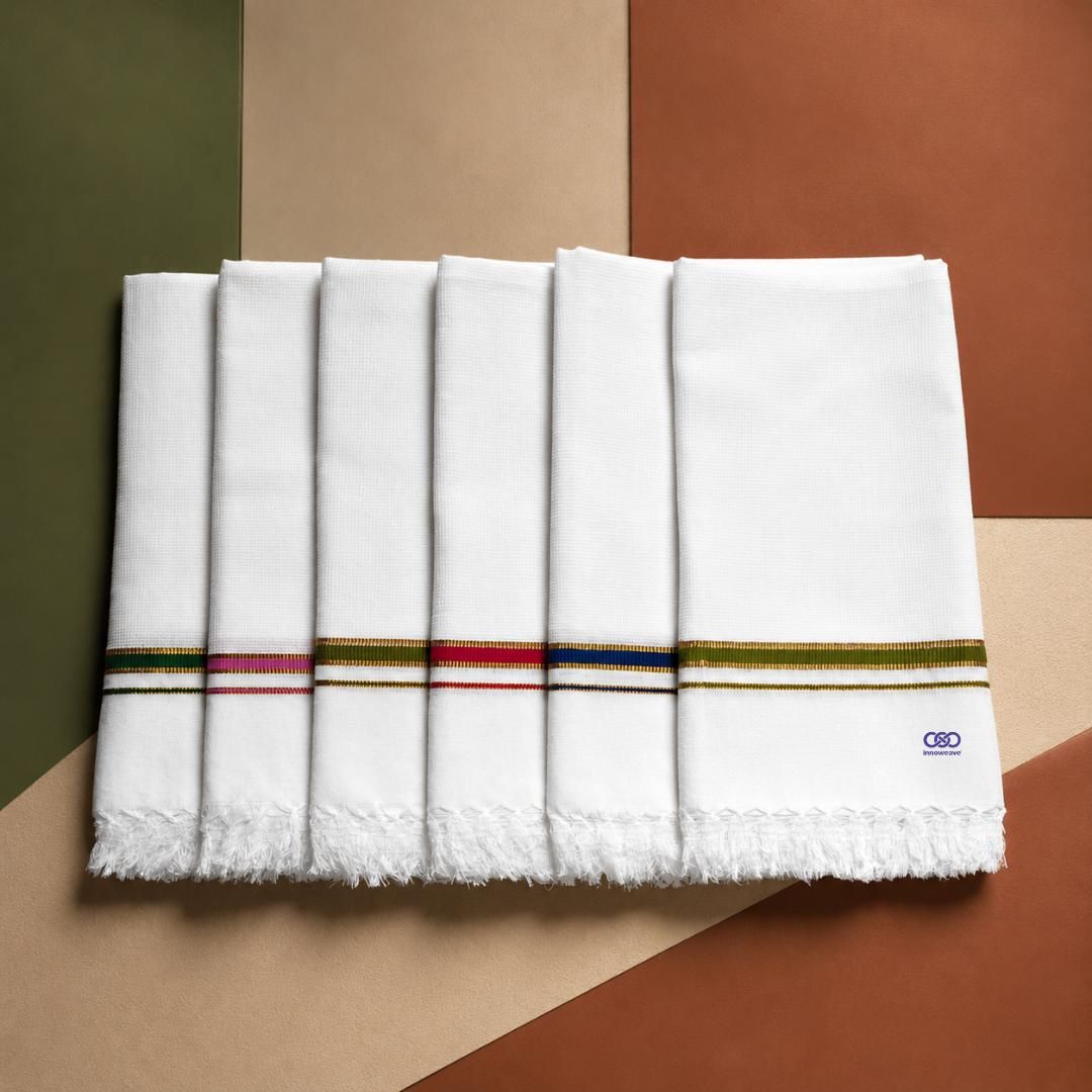 Royal Border White Towels ( Pack of 6 )
