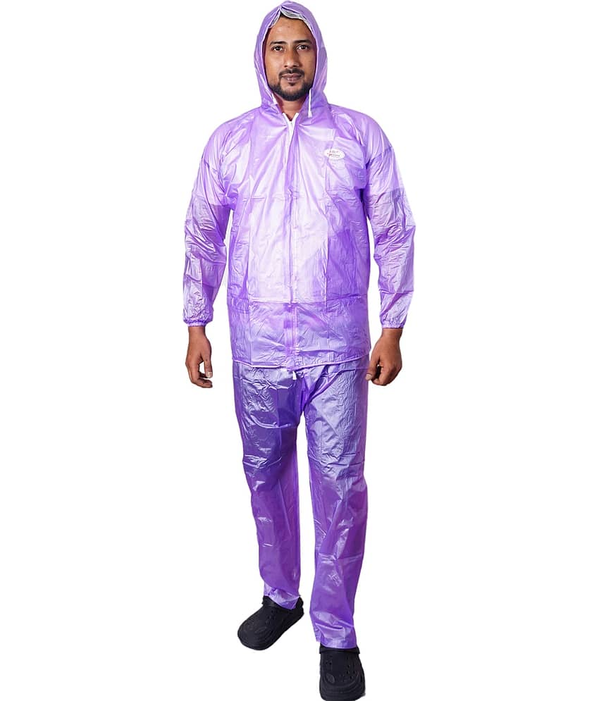 Sindon Purple Nylon Men's Rain Suit Set ( Pack of 1 )