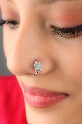 Star CZ Clip On  Silver Nose Pin
