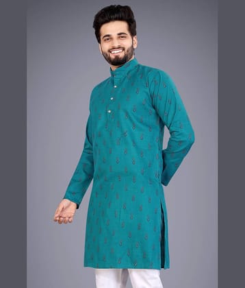 Nofilter Dark Green Cotton Blend Men's Regular Kurta ( Pack of 1 )