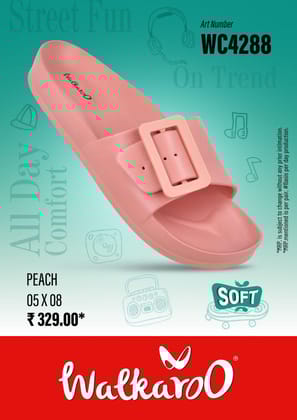 Walkaroo WC4288 Peach L No 6 Ladies Slides