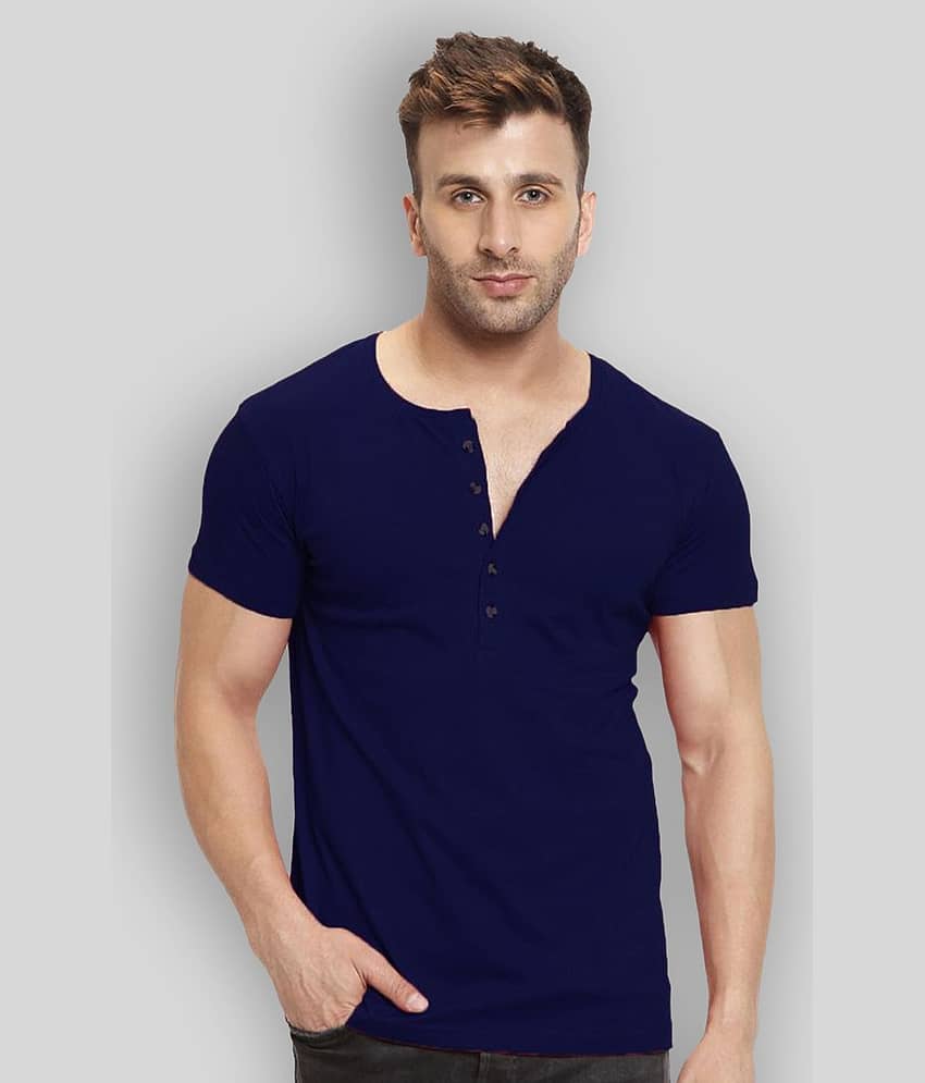 Leotude Pack of 1 Cotton Blend Regular Fit Men's T-Shirt ( Navy Blue )