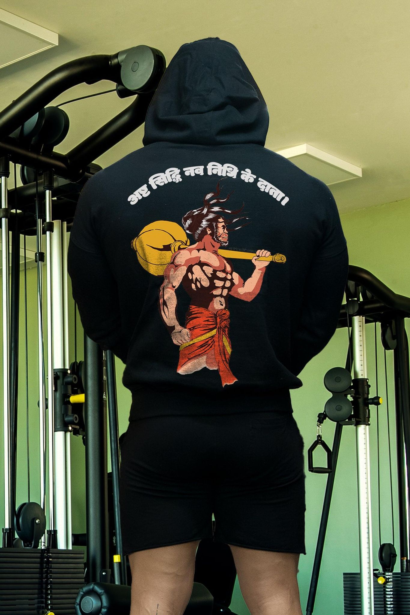 THE SON OF ANJANA LORD HANUMAN HOODIE (BLACK)-S