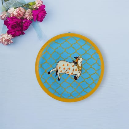 Handpainted Divine Cow Pichwai Wall Dcor Plate 10 Handpainted Divine Cow Pichwai Wall Dcor Plate 10