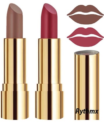 Rythmx Brown,Pink Matte Creme Lipstick Long Stay on Lips Multi Pack of 2 8 g