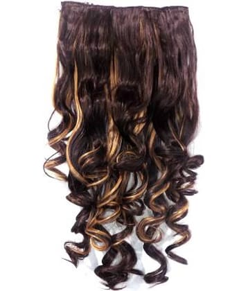 VSAKSH Curly Clip In Hair Extension Brown & Golden