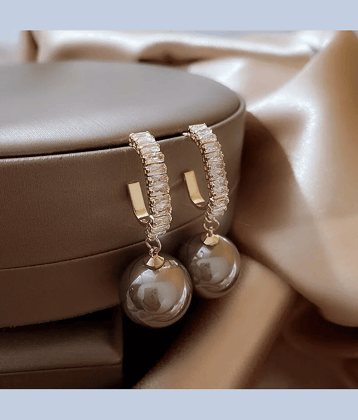 PUJVI Golden Hoops Earrings ( Pack of 1 )