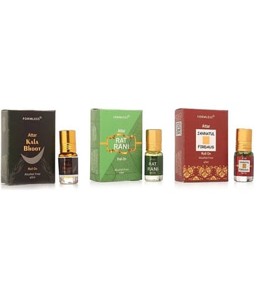 Set of 3 Formless Kala Bhoot  , Rat Rani and Jannatul Firdaus 3ml attar