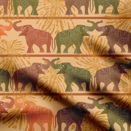 LINE OF ELEPHANTS-Cotton