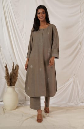 Grey Kurta Coord Set-XL