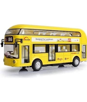 FEDIFU Diecast Double Decker London Bus Toy Metal Alloy Bus for Kids Light Music Open Door Collection Friction Bus Toys for Kids
