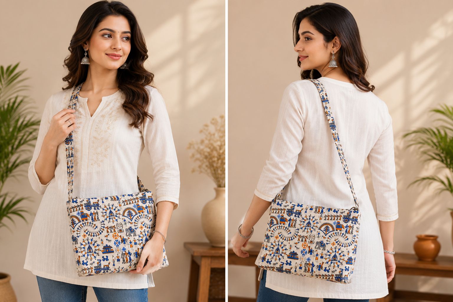 Warli Painted Sling Bag