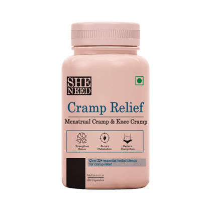 Sheneed Cramp Relief Supplement for PMS - free from Menstrual Cramp Relief and Bloating | Reduces Stress & Improves Mood | Supports a Healthy Pain and Stress-60 Capsules + Free Sheneed Feminine C