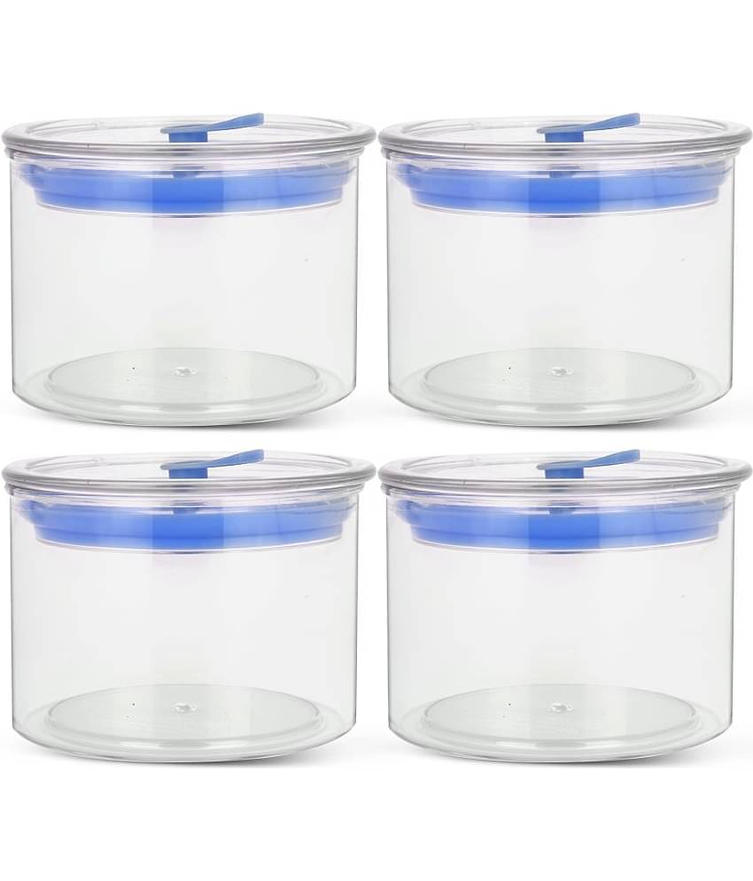 HomePro - Round Container | Airtight | Silicone Cap | Blue | Plastic Utility Container ( Set of 4 ) - 500 ml