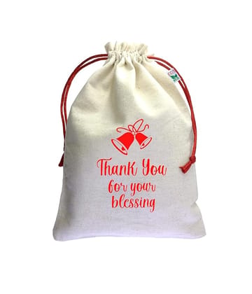 IVARIAN - Cotton Potli Bag, Occasion Gifting Bag, Return Gifting Bag  (13x18 set of 25, Christian Wedding)